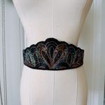 Vintage Glass Bead Satin Black Waist Belt Photo 2
