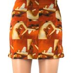 Tiger Mist Orange Knit Body Graphic Print Straight pencil Mini Skirt Size XS Photo 0