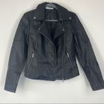 Noisy May Black Faux Leather Biker Moto Jacket Customized Babe on Back Small S Photo 3
