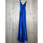 Lulus NWT  Perfectly Classy Royal Blue Satin Strappy Maxi Dress Banquet Sz XS Photo 4