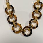 Tortoise Shell Chain Links Necklace With Gold Tone Chain Reversible Photo 1