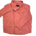 Hurley Womens Jean Jacket Asymmetrical Zip Short Crop Denim Pink Coral XS Photo 0