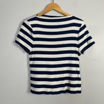 J.Crew Fine-rib fitted boatneck T-shirt in stripe white navy size large Photo 1