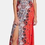 Free People  Morning Song Red Floral Paisley Printed Button Lace Maxi Dress XS Photo 0