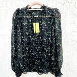 Cami NYC Ruffle Sheer 100% Silk Sandy Blouse Winter Floral Black Women's XSmall Photo 0