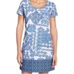 Tommy Bahama Stamped Medallion TShirt Dress Med Blue White Short Sleeve Pullover Photo 10