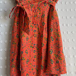 Sézane Sezane 100% Silk Floral Button Tie Detail Midi Skirt Sz 38 Red Orange Photo 0