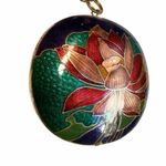 Vintage Cloisonné Lotus Flower Pendant Necklace Photo 4