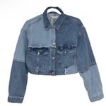 ZARA Cropped Patchwork Denim Blue Jacket
(Size Small) Photo 5