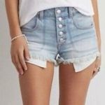 American Eagle  HR Button Fly Cutoff Braided Denim Shorts - Light Wash - 2 Photo 0
