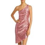 AQUA  Sequined One Shoulder Mini Sheath Sparkly Pink Cocktail Party Dress Size 12 Photo 10
