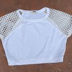 ZARA Y2k Rumor boutique White cropped sportswear top with mesh sleeves sz s Photo 0