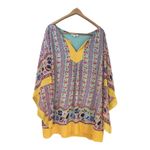 Umgee Floral Print Peasant Dress Boho Handkerchief Sleeve Mini Women's 2XL Photo 1