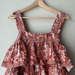 NEW Lug Von Siga Liza Burnt Orange Gazelle Print Square Neck Tiered Dress Size 2 Photo 2