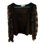 Vine & Love Floral Embroidered Ruffle Sleeve Detail Square Neck Blouse VT60301 Photo 2