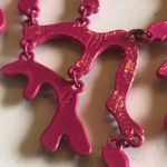 Bright Pink CZ Rhinestone Leaf Branch Handmade Unique Boho Statement Necklace Photo 6