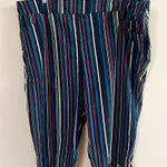 Terra & Sky Navy Blue Multicolor Striped Capri NEW Size 3X Photo 0