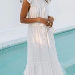 Cleobella White Malta Ankle Maxi Flowy Organic Cotton Dress W-1479 Sz L Photo 0