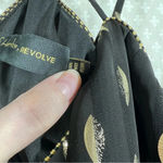 Revolve  House Of Harlow Black Gold Leaf Print Halter Dress‎ Photo 4