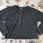 RBX Performance Long Sleeve Top Women Dark Grey Camo Stretch Cozy Crop Sweater Black Size M Photo 0