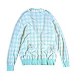 NEW Sibling London Sky Blue Ruffle Trim Checked Knitted Cardigan Sweater Large Photo 5