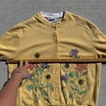 Vintage 90s Blair Floral Garden Yellow Button Up Sweatshirt Granny Cardigan LG Photo 6