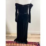 Badgley Mischka  Black Velvet Off Shoulder Long Sleeve Evening Gown Size 4 Photo 3
