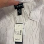 Maggie Barnes NWT  White Button-Up Shirt with Subtle Pattern Photo 2