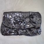 Felix Ray New York Gray Silver Shiny Sequin Clutch Bag With Bow Detail Photo 1