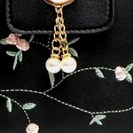 Chic Embroidered Cat Pearls Crossbody Phone Bag Magnetic Closing Black Photo 1