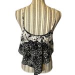 My Story Black & White Mixed Print Spaghetti Strap Cropped Tank Top Women Sz L Photo 4