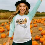 EXPRESS It’s Fall Ya’ll Raglan Tee (Etsy Find) Pumpkin Patch Shirt Autumn Graphic SZ: S Photo 5
