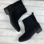 via spiga  Black Suede Leather Ankle Chunky Boots Moto Biker Classic All Black 10 Photo 5