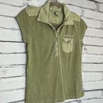 Old Navy Green Short Sleeve Tee Collared 1/4 Button Y2K 2000s Front Pocket SZ S Photo 1