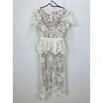 Self Portrait Cream Lace Peplum Midi Dress Wedding Bridal Cocktail US 2 NWT White Photo 6