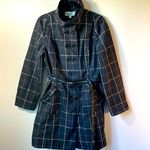 Merona  black Double button lined Trench Coat in size large Photo 0