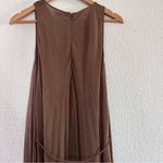 Vince  Brown High Neck Pleated Midi Dress Size Large Photo 4