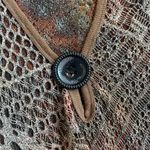 Boho Cover Up Open Knit Crochet Tunic Vest Oversized Top M Medium Brown Photo 3