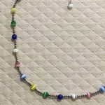 Sterling Silver VTG  Multicolor Cats Eye Station Beaded Choker Necklace Extension Photo 12