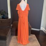 Orange Flutter Sleeve Full Length Chiffon Bridesmaid Dress Corset Back Size 18W Photo 4