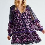 Free People  Women’s Rosebud Dress Tunic Top Size XS Oversized Sheer Purple Flowy Photo 0
