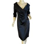 Kay Unger  BLACK SATIN SHAWL COLLAR COCKTAIL DRESS NWT (10) Photo 2