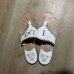 Jack Rogers  Embroidered Wedding "I Do" Leather Thong Sandals Size 10‎ Photo 2