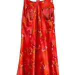Vtg Y2K Silk Mini Dress Tropical Floral Hawaiian Sz Small Orange Red Photo 1