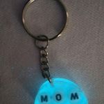 Handmade epoxy resin glow in the dark mom keychain Blue Photo 0