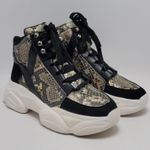 Womens Chunky High Top Snakeskin Hiking Sneakers Jumex Collection Shoes Size 39 Black Photo 11