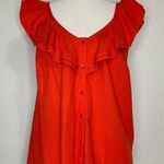 Old Navy  Linen Blend Ruffled V-Neck No-Peek Button-Front Blouse Top Photo 0