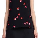 Kate Spade  Live Colorfully Black cherry blossom sleeveless top 00 button back Photo 0