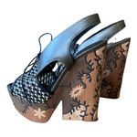 Sergio Rossi Atlantiques Platform Sandals Ankle Strap Block Weaved Brown EU 39 Photo 4