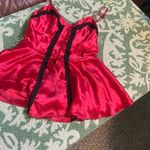 Victoria's Secret Victoria Secrets Gold Label Red/ Black Satin Lace Slip Dress Size Medium Photo 2